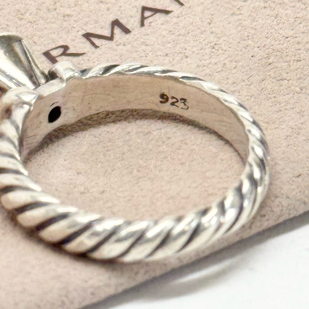 David Yurman .925/18K White Gold Diamond Cable Band Ring - Picture 8 of 8